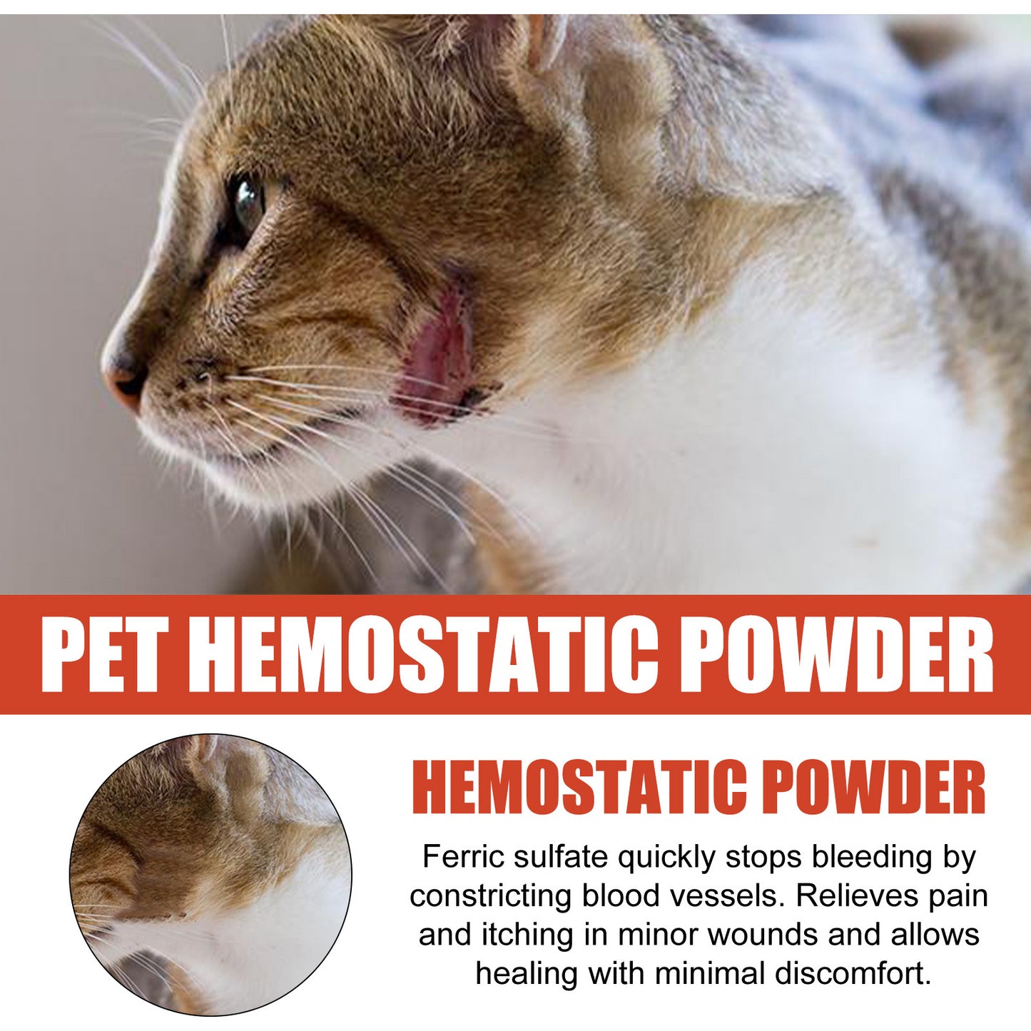 Pet Hemostatic Powder, Skin Wound Cleaning Styptic Powder For Cats And Dogs