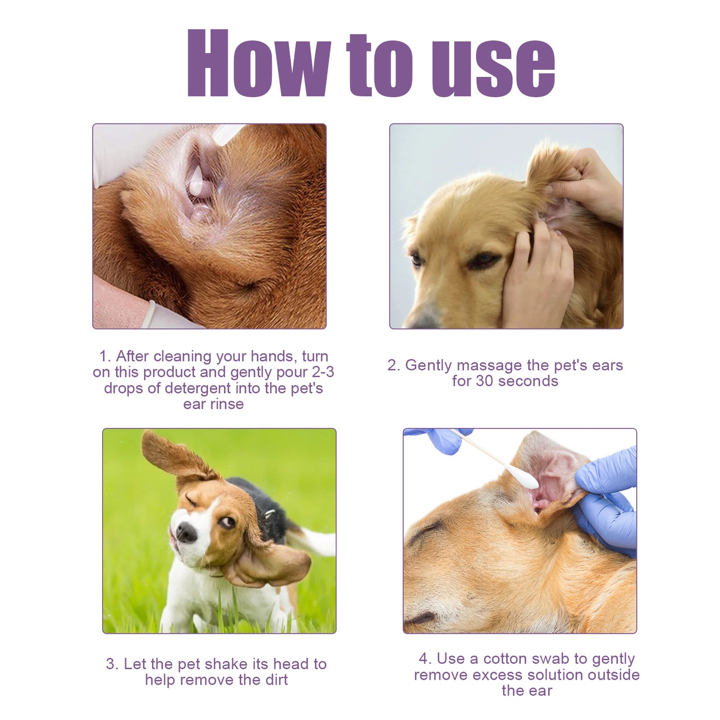 Pet Ear Cleaner, Cats And Dogs Relieves Ear Canal Odors Cleaning Earwax