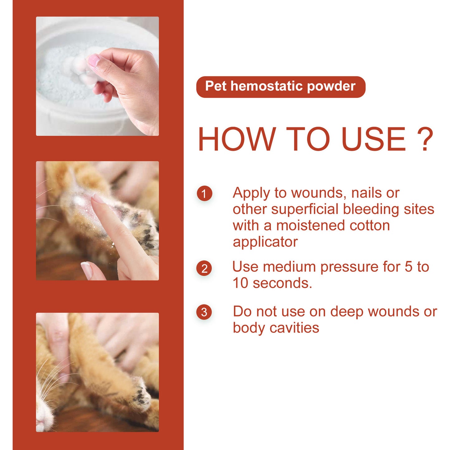 Pet Hemostatic Powder, Skin Wound Cleaning Styptic Powder For Cats And Dogs