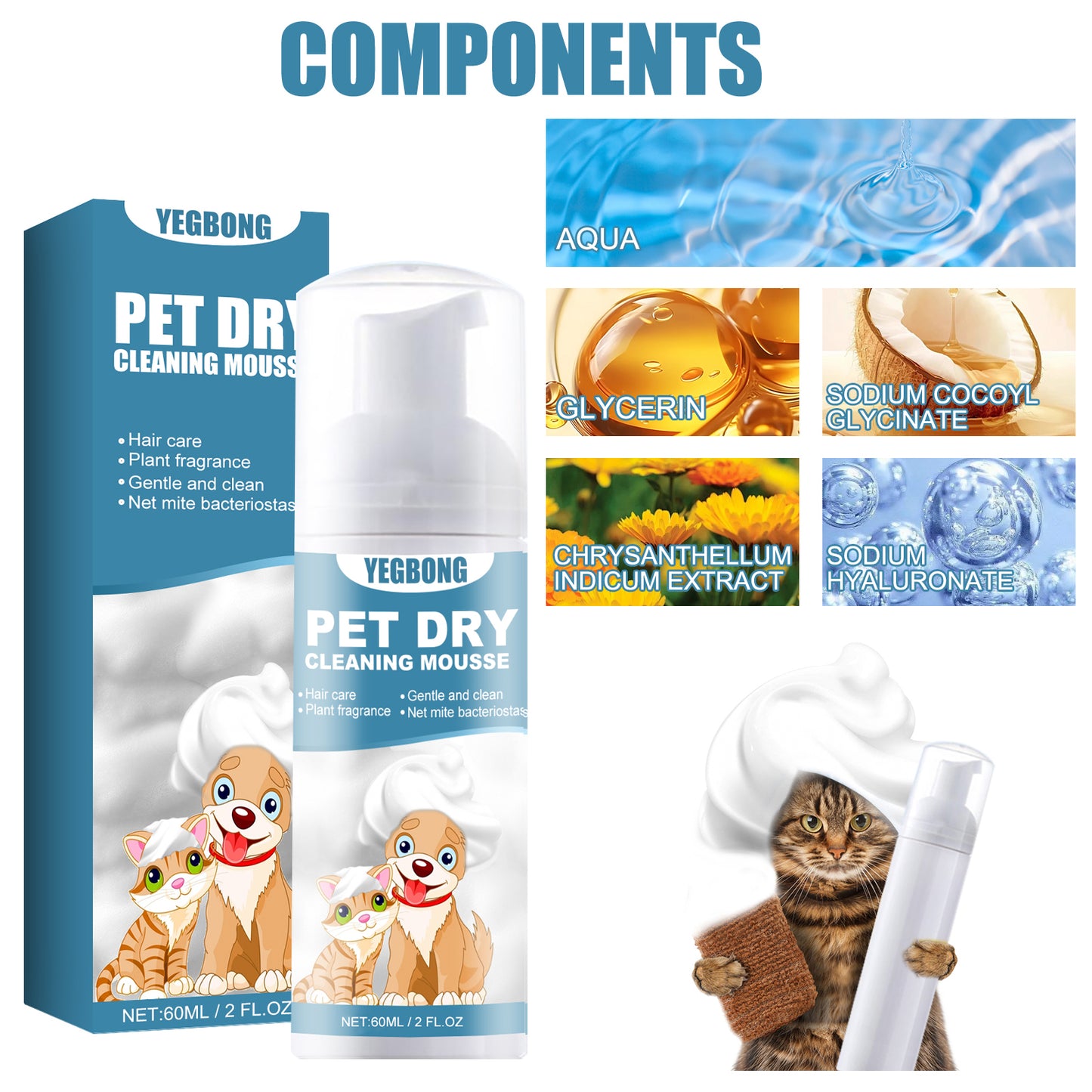 Pet Dry Cleaning Mousse Body Wash For Young Cats And Dogs