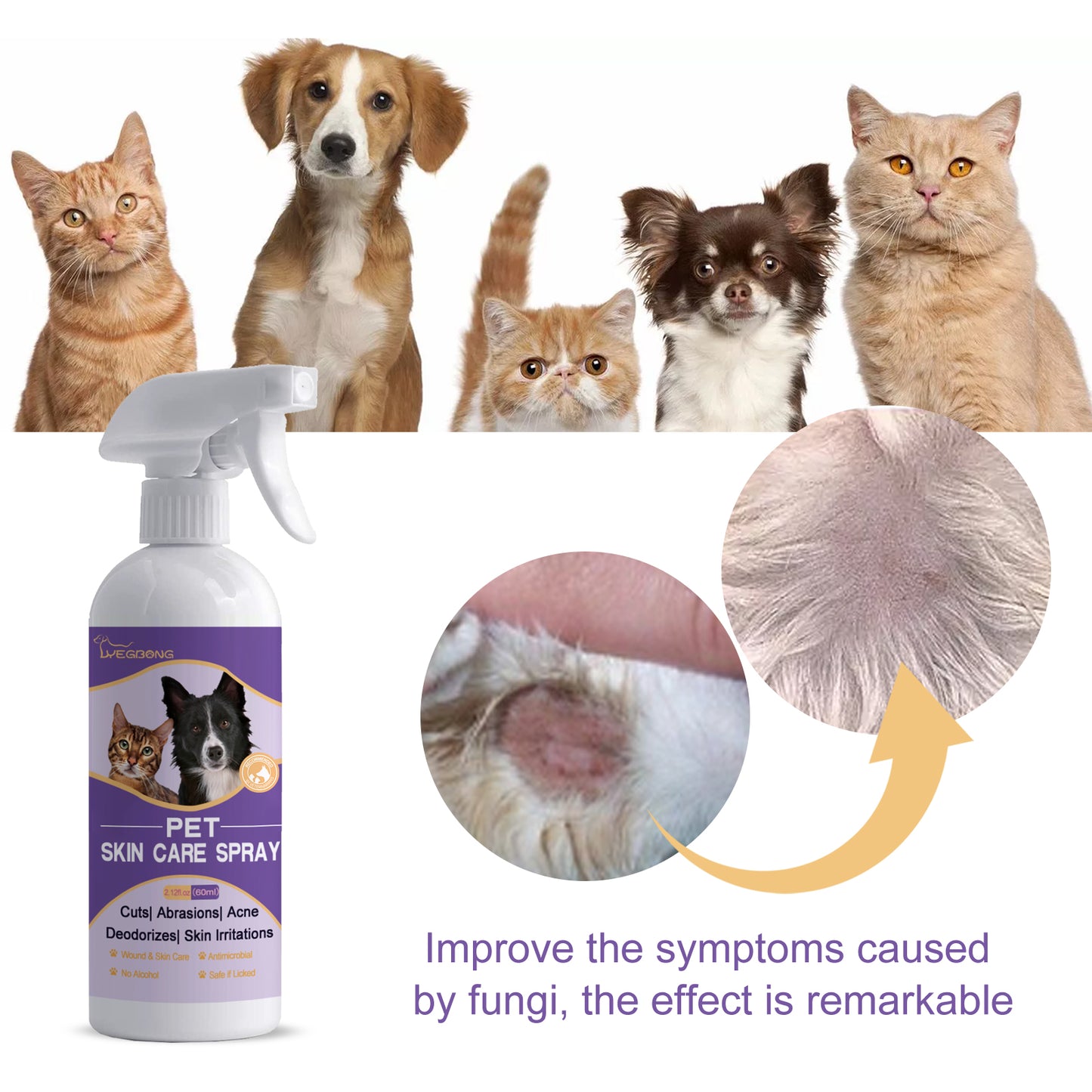 Pet Skin Relief Spray, Relieves Dog And Cat Skin Itchiness Eliminates