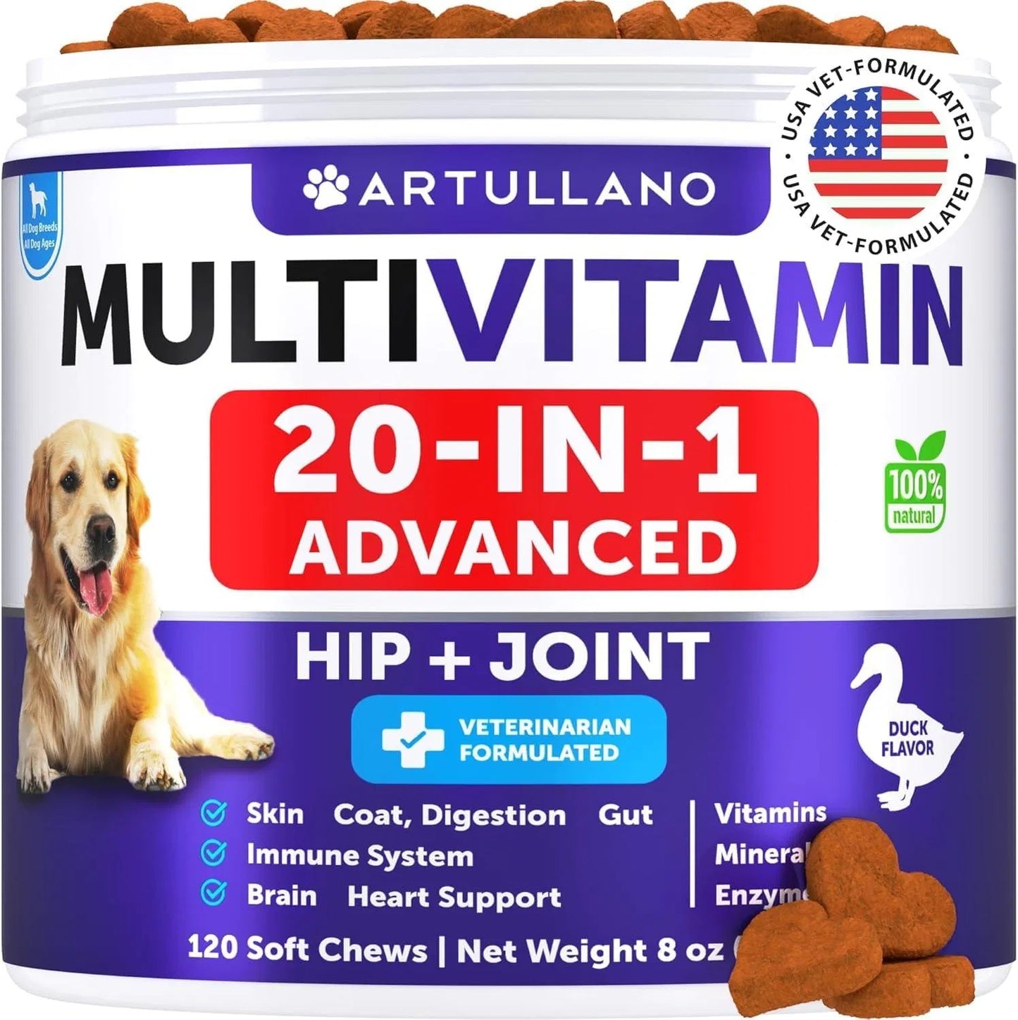 Dog Multivitamin Chewable With Glucosamine 20 In 1 Dog Vitamins And Supplements Senior