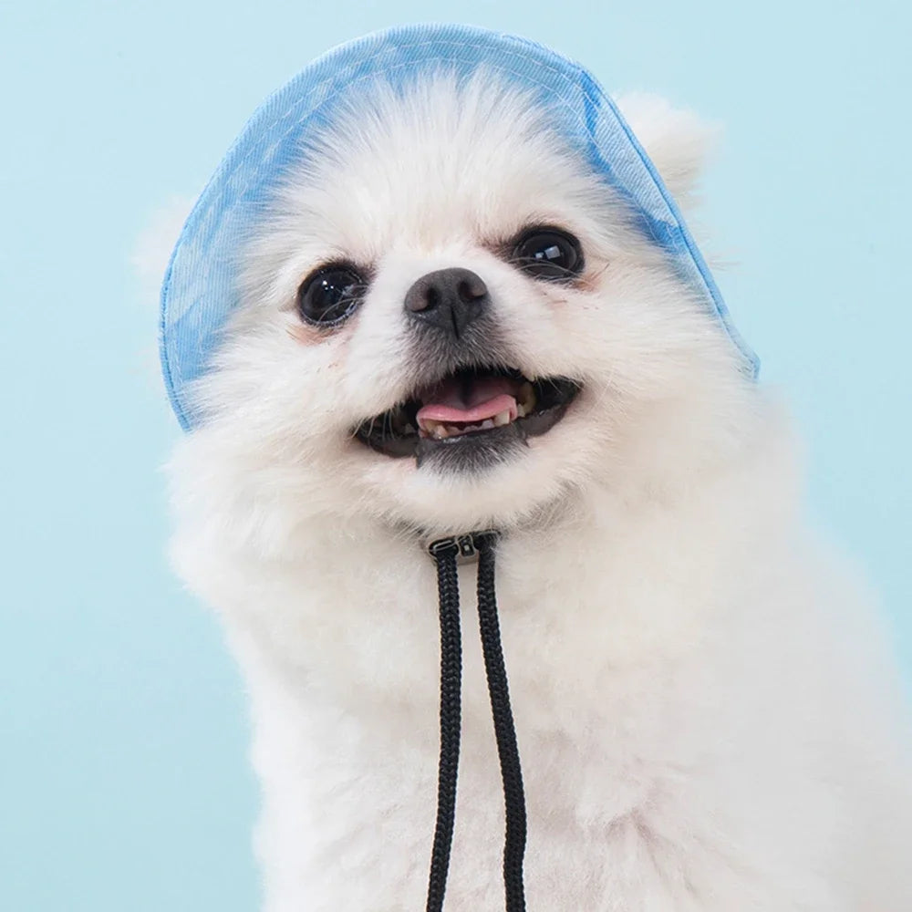 Fashion Dog Hat Adjustable Pet Bucket Hats with Ear Holes Summer Outdoor Round Brim Sun Hat for Samll Dogs Cats Pet Supplies