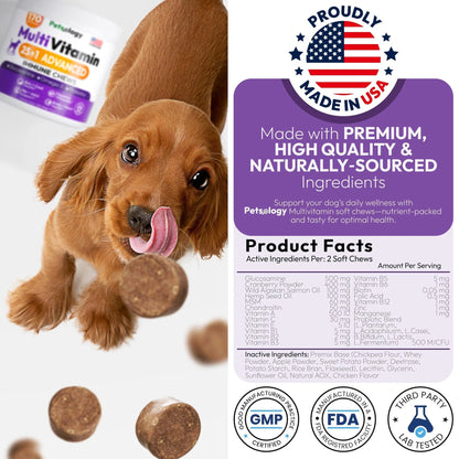 Dog Multivitamin Chewable Dog Vitamins And Supplements With Glucosamine 170 Chews Hip & Joint Pet Immune Support Skin