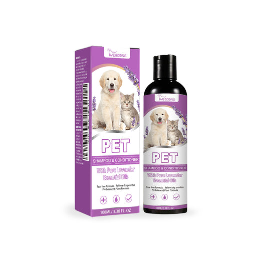 Pet Shampoo, Pet Bath Relieves Skin Itchy, Hair Smooth Non-Knotting Shampoo