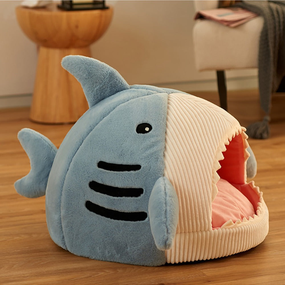 Autumn and Winter Warm Internet Celebrity Big Mouth Shark Pet Nest Semi Closed Cat Nest Pet Supplies
