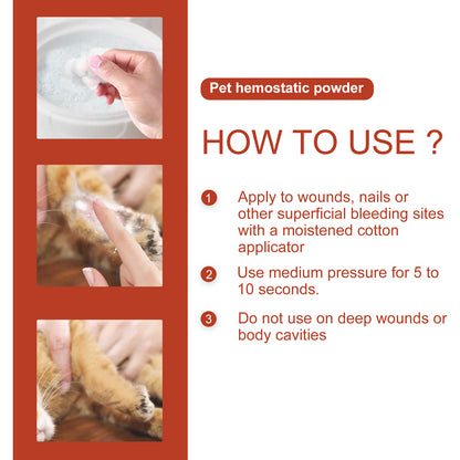 Pet Hemostatic Powder, Skin Wound Cleaning Styptic Powder For Cats And Dogs