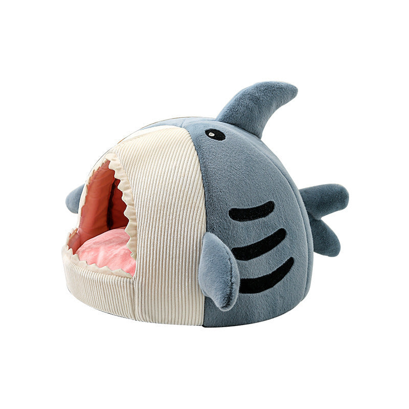 Autumn and Winter Warm Internet Celebrity Big Mouth Shark Pet Nest Semi Closed Cat Nest Pet Supplies