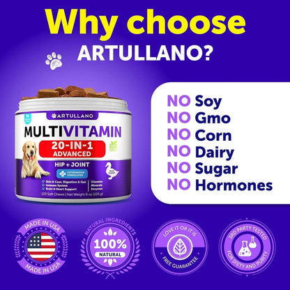Dog Multivitamin Chewable With Glucosamine 20 In 1 Dog Vitamins And Supplements Senior